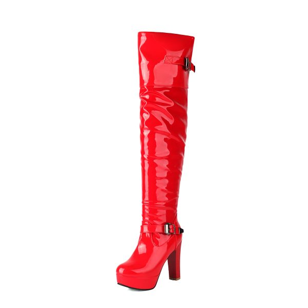 Glossy Thigh-High Boots
