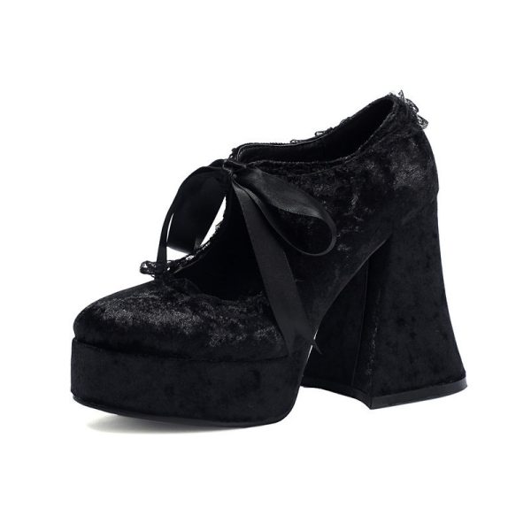 Velvet platform heels