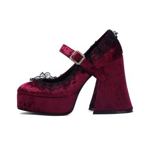 Velvet platform shoes