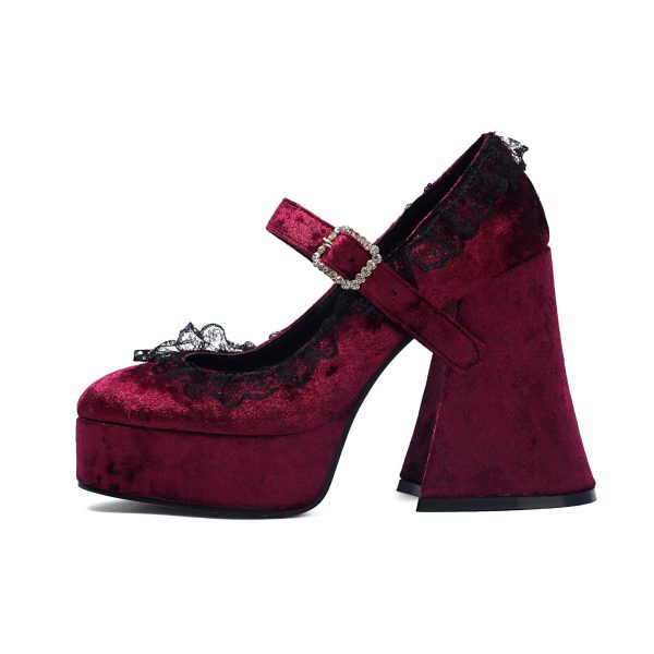 Velvet platform shoes
