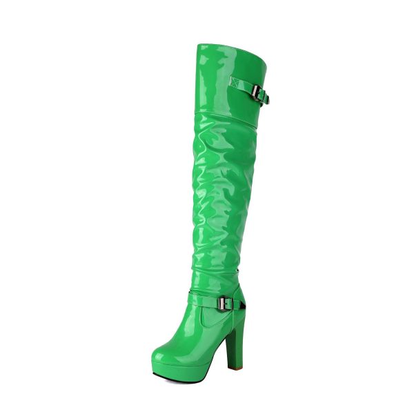 Glossy Thigh-High Boots
