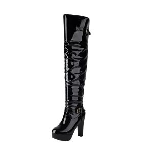Glossy Thigh-High Boots