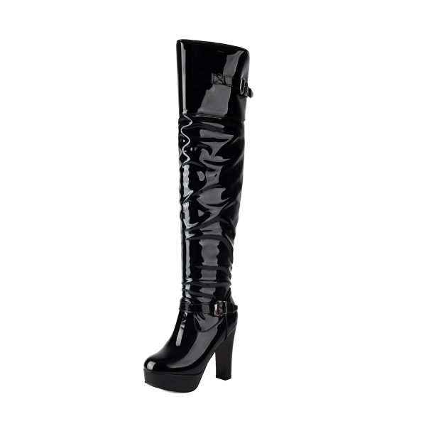 Glossy Thigh-High Boots