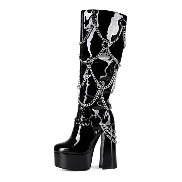 Platform boots with chains