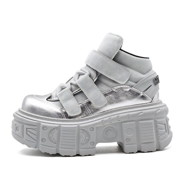 Silver retro platform sneakers