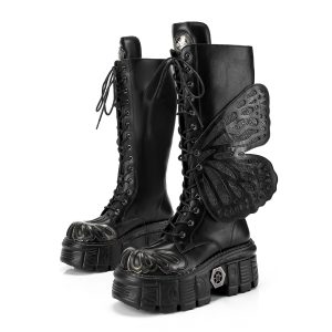 Platform boots with butterfly design