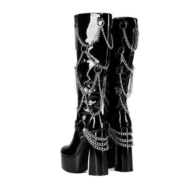 Platform boots with chains