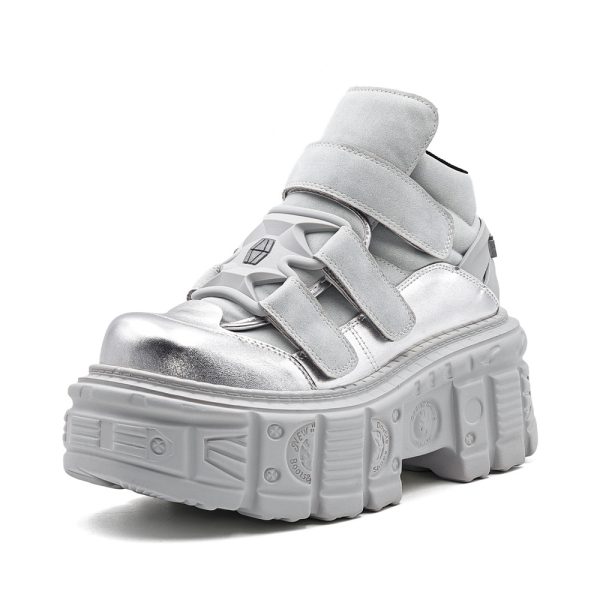 Silver retro platform sneakers
