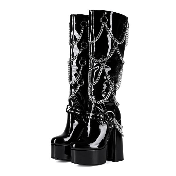 Platform boots with chains
