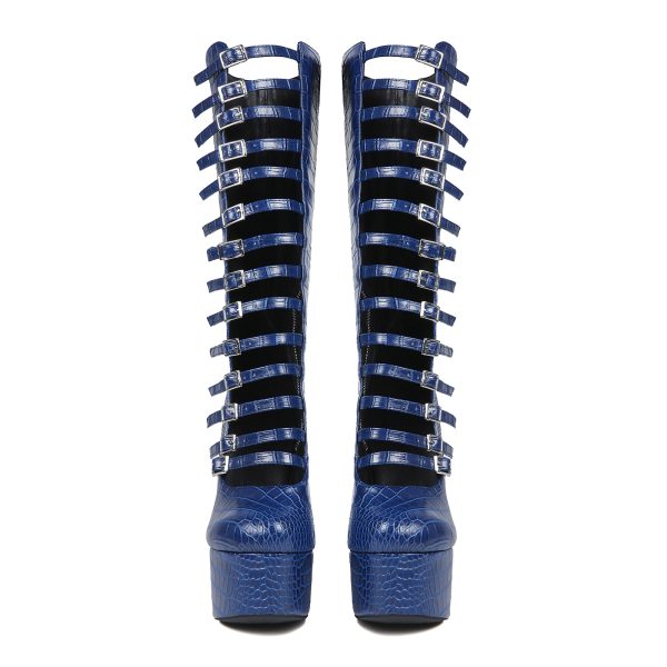 Blue platform Mid-Calf Boots
