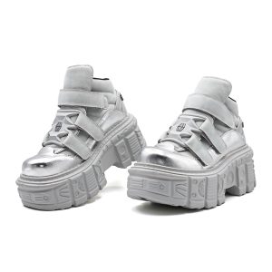 Silver retro platform sneakers
